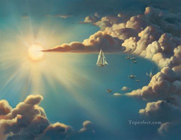 Haven surrealismo barcos nubes Pinturas al óleo